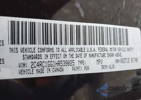 2017 Chrysler Pacifica Limited z USA, uszkodzony, nr VIN 2C4RC1GG1HR539025